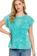 zenana-full-size-crinkle-washed-round-neck-folded-short-sleeve-tee-plus-size-3 image 1