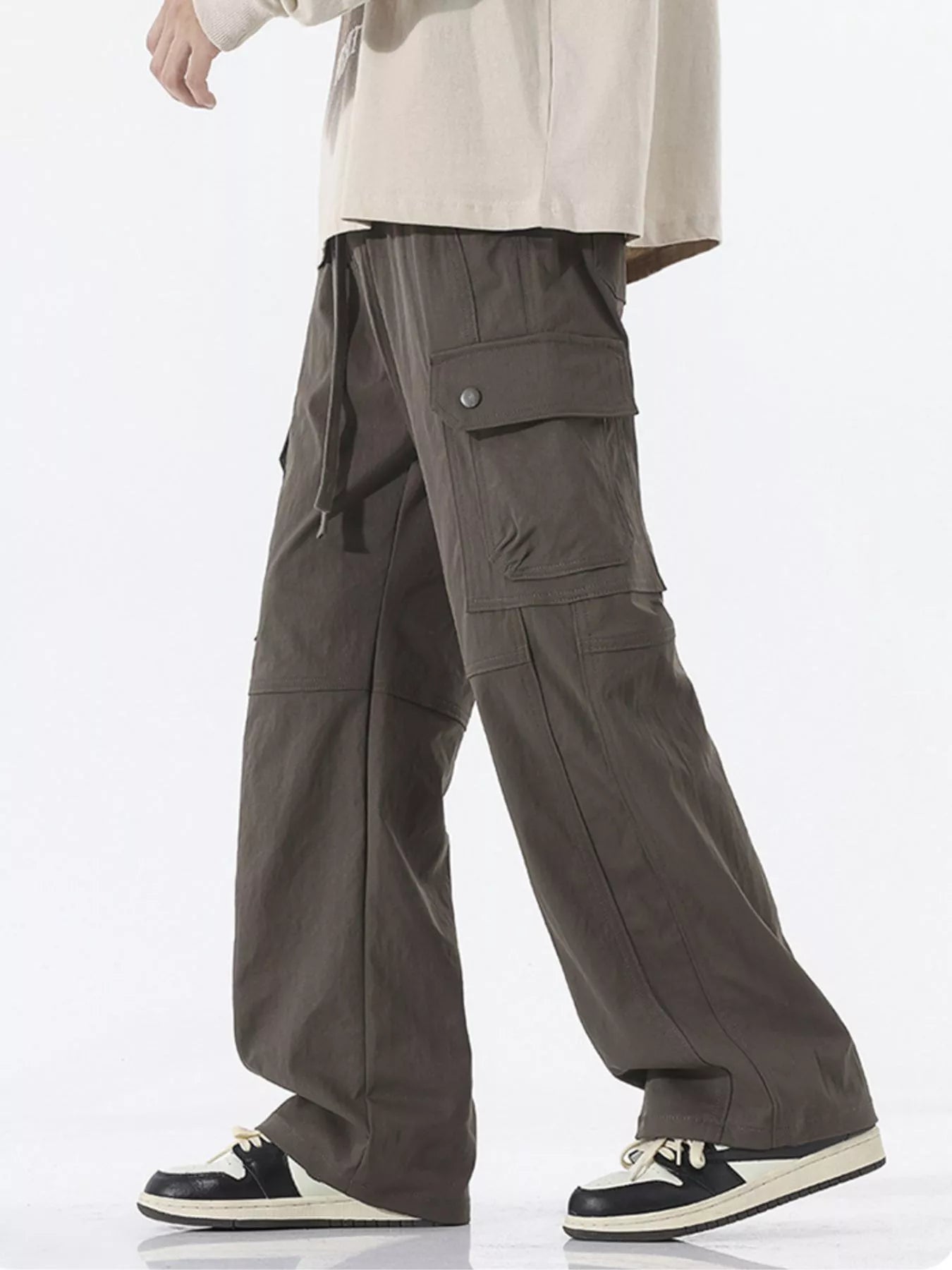 Men's Full Size Drawstring Cargo Wide Leg Pants Plus Size | Tampa Bay Discounts