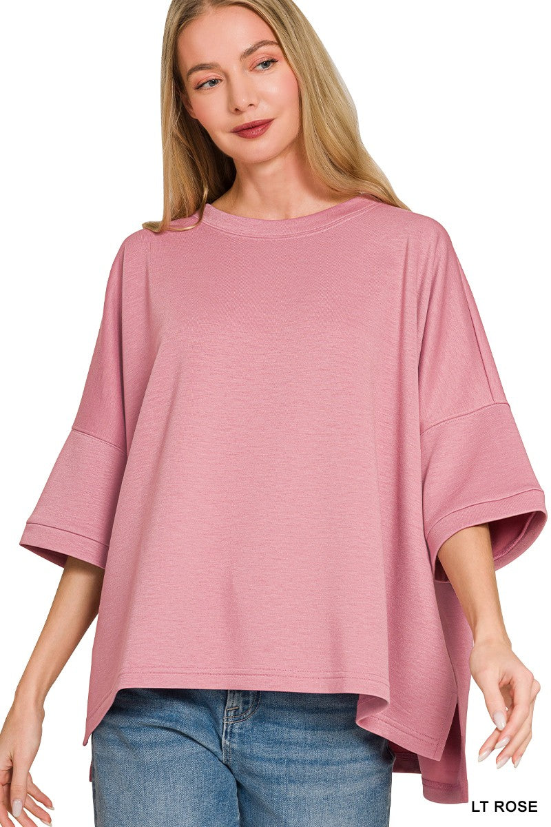 zenana-scuba-round-neck-top-with-side-slits-2 image 1