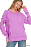 zenana-corded-rib-long-sleeve-round-neck-top-1 image 1