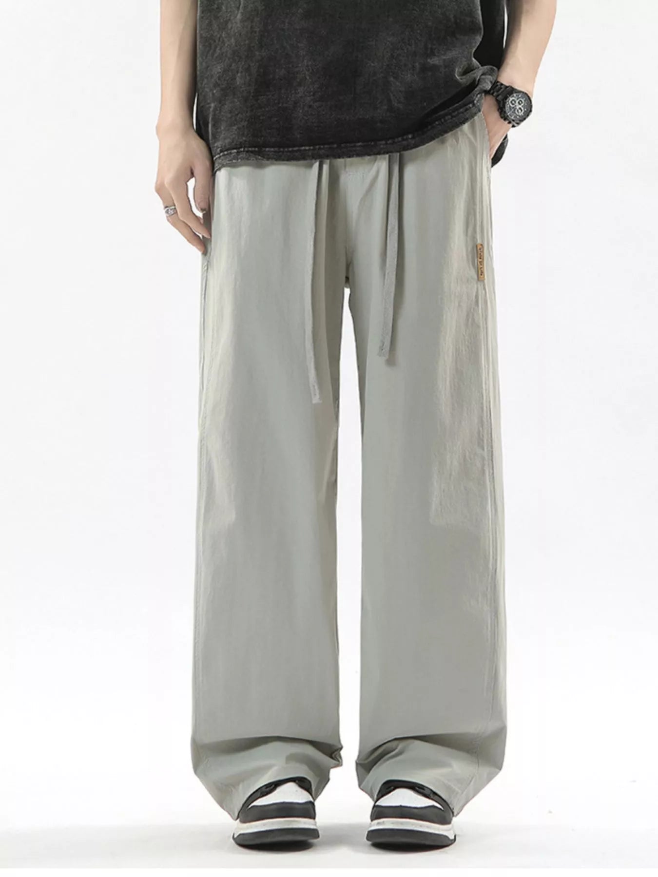 Men's Full Size Loose Fit Drawstring Wide Leg Pants Plus Size | Tampa Bay Discounts