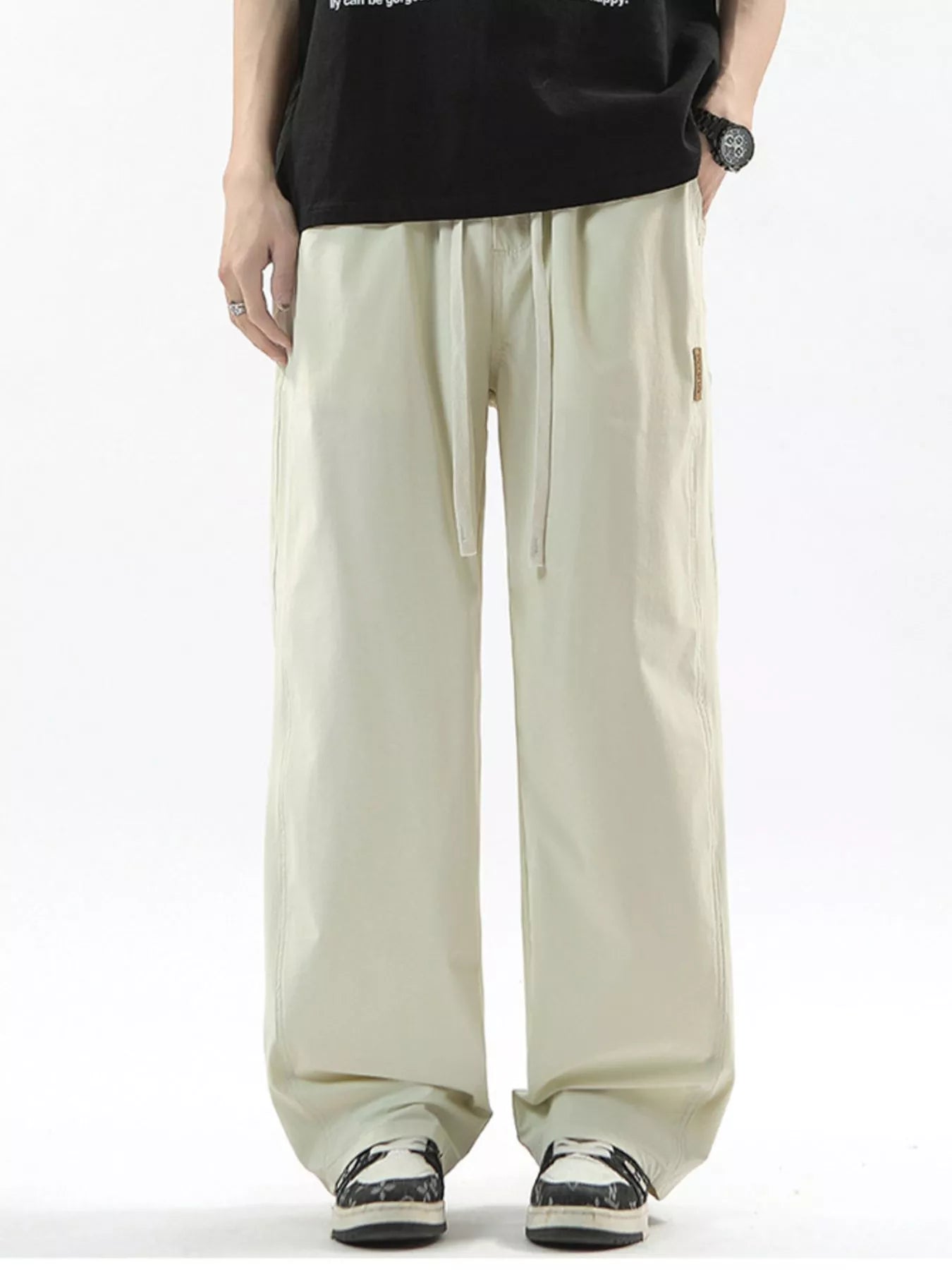Men's Full Size Loose Fit Drawstring Wide Leg Pants Plus Size | Tampa Bay Discounts