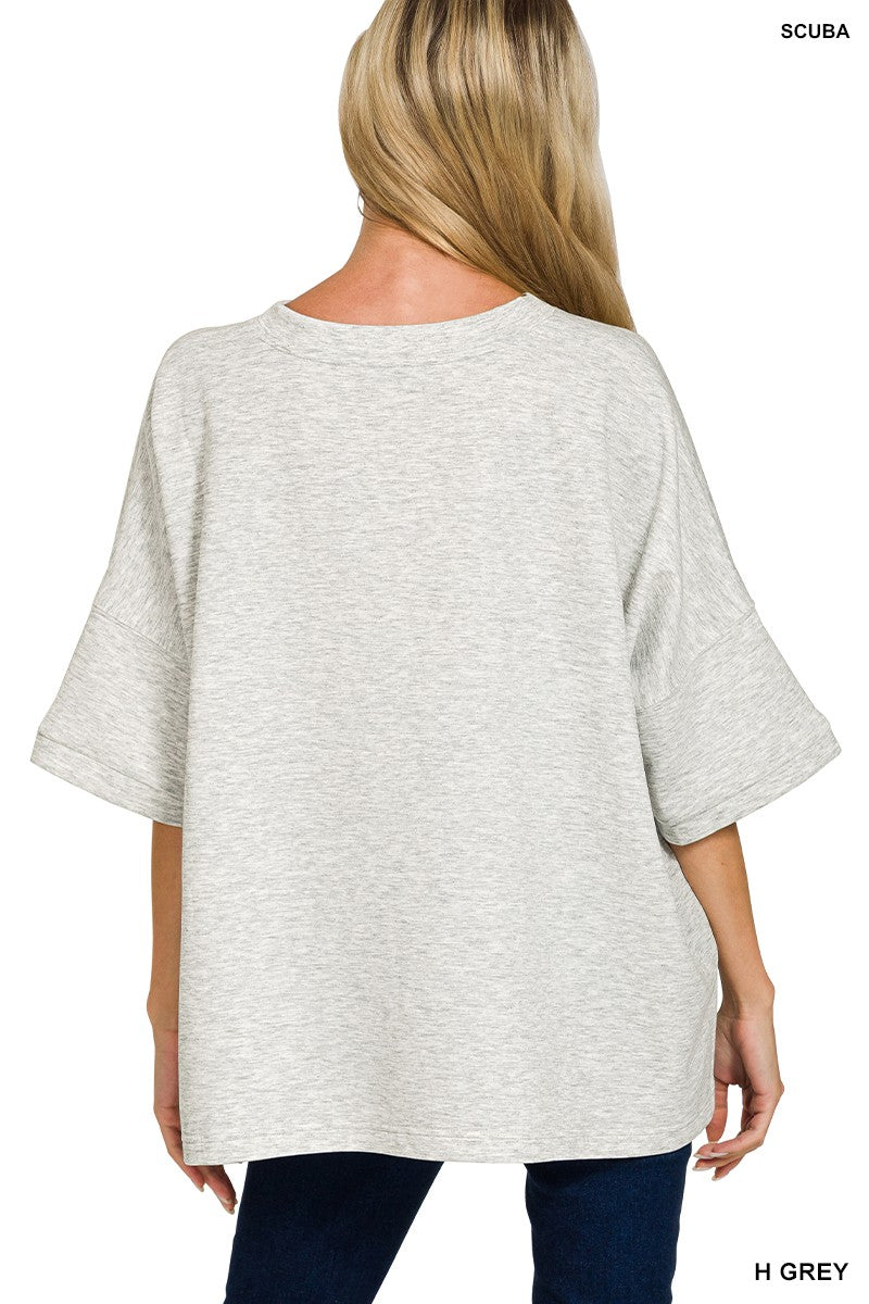 zenana-scuba-round-neck-top-with-side-slits image 2