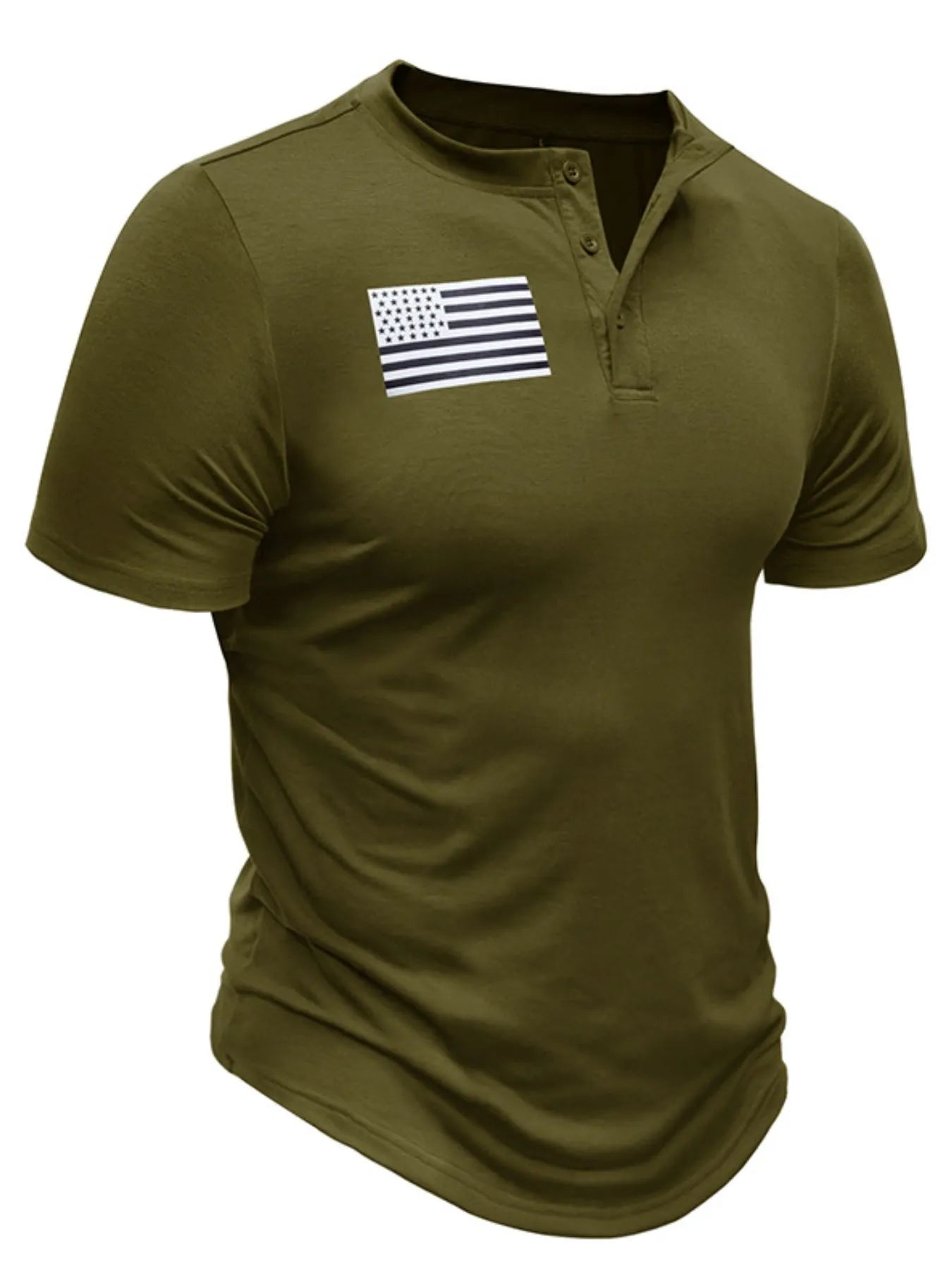 Men's American Flag Short Sleeve Henley Top | Tampa Bay Discounts