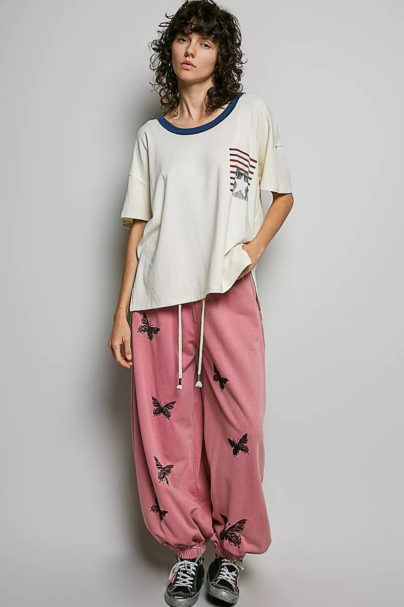 pol-american-flag-color-block-side-slit-cotton-top image 5