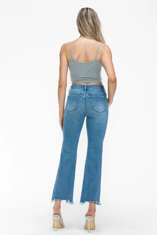 bytos-raw-hem-distressed-mid-rise-crop-jeans Image 2