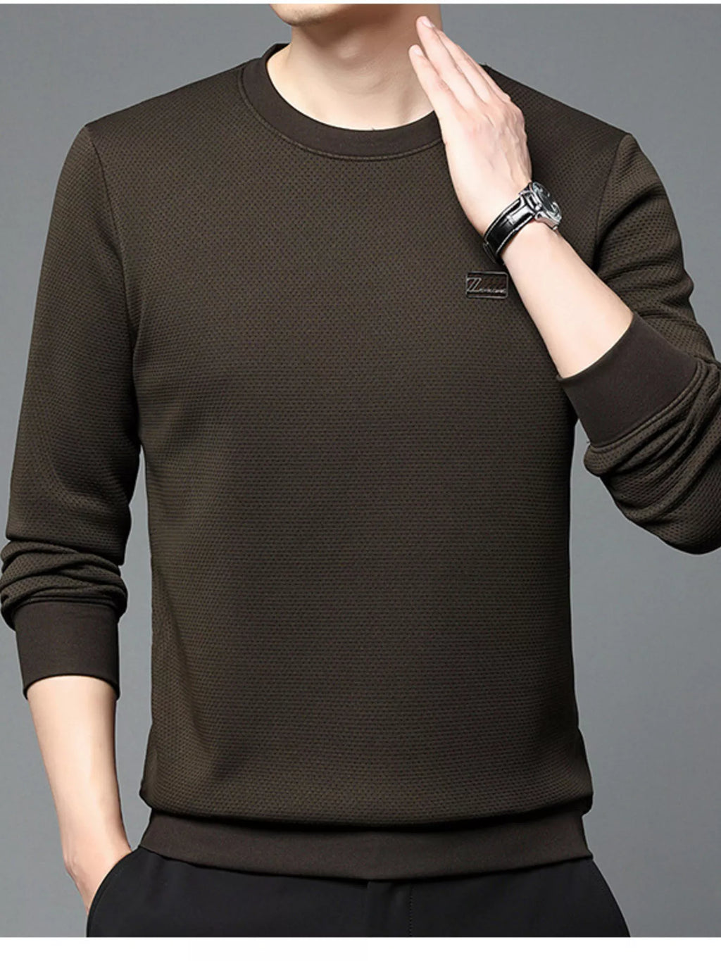 Men's Plus Size Textured Long Sleeve Casual T-Shirt | Tampa Bay Discounts