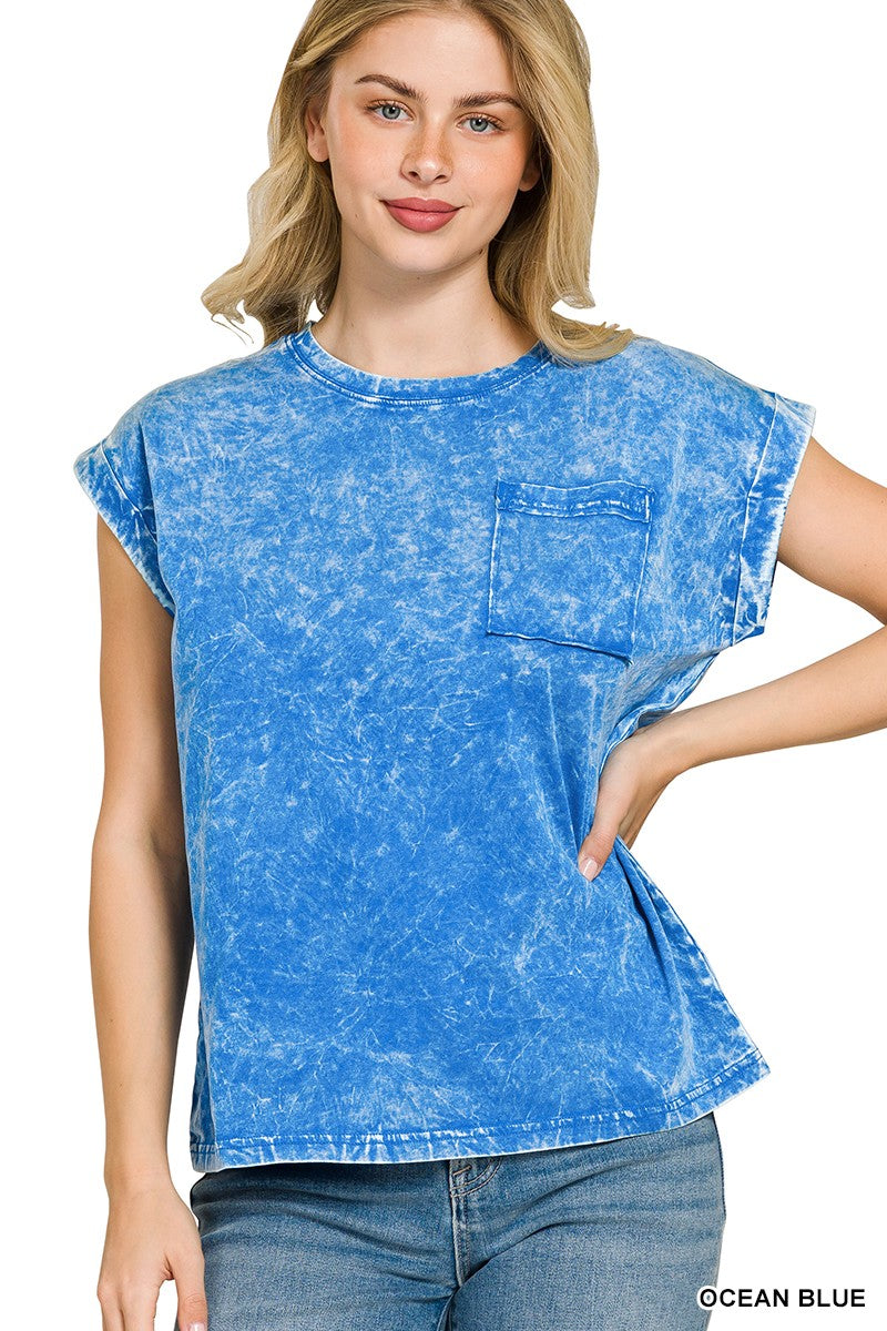 zenana-full-size-crinkle-washed-round-neck-folded-short-sleeve-tee-plus-size-5 image 1