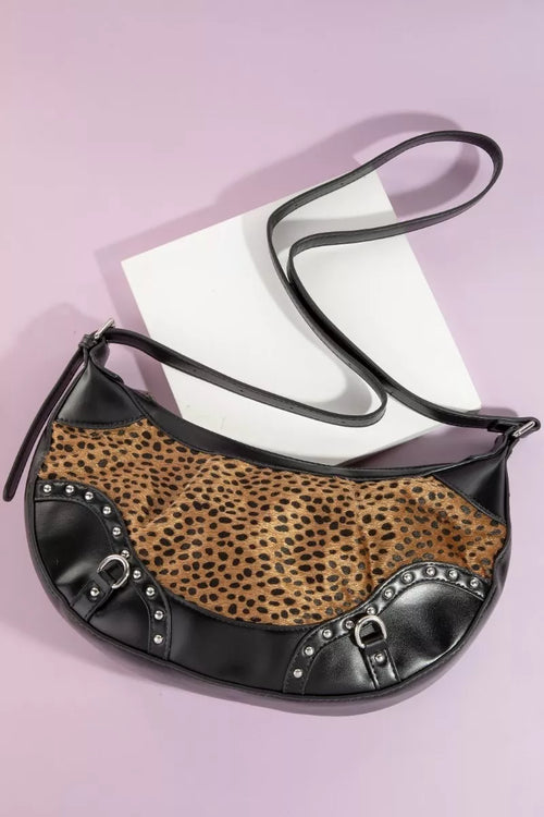 fame-dark-spotted-leopard-print-half-moon-shoulder-bag 1
