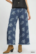 umgee-denim-paisley-wide-leg-pants Image 1