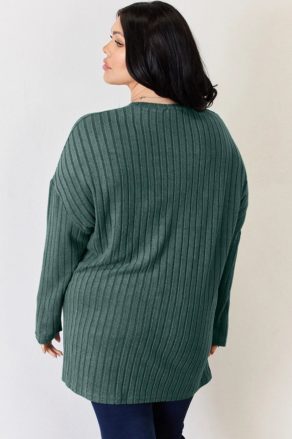 basic-bae-full-size-ribbed-half-button-long-sleeve-high-low-t-shirt image 15