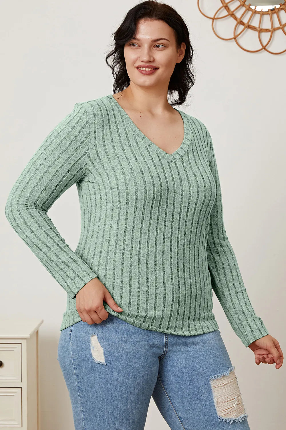 basic-bae-full-size-ribbed-v-neck-long-sleeve-t-shirt image 6