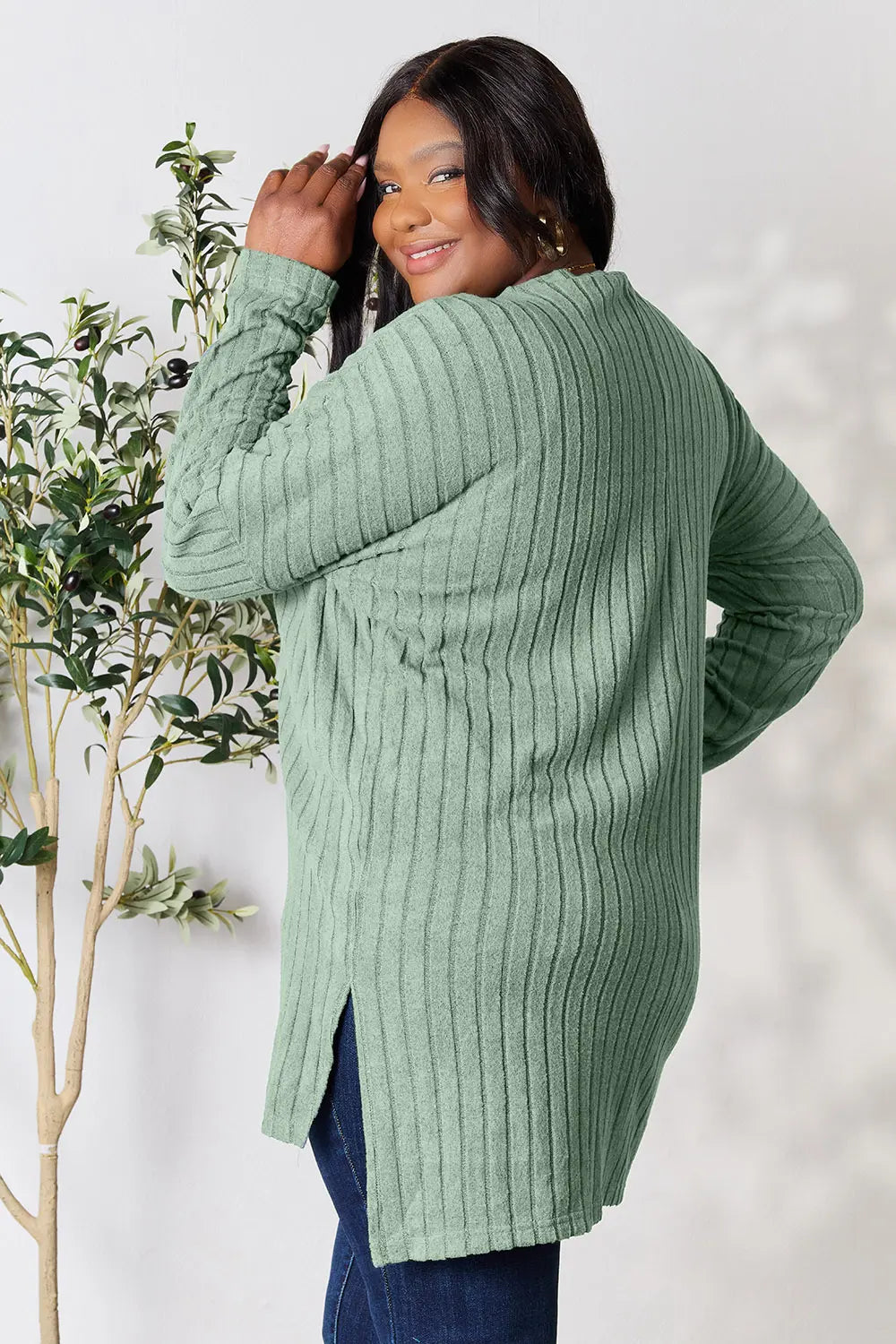 basic-bae-full-size-ribbed-round-neck-long-sleeve-slit-top image 31