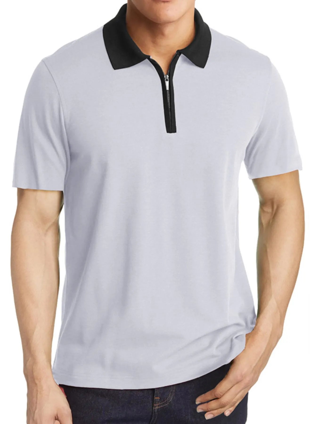 Men's Contrast Collar Quarter-Zip Polo Shirt | Tampa Bay Discounts