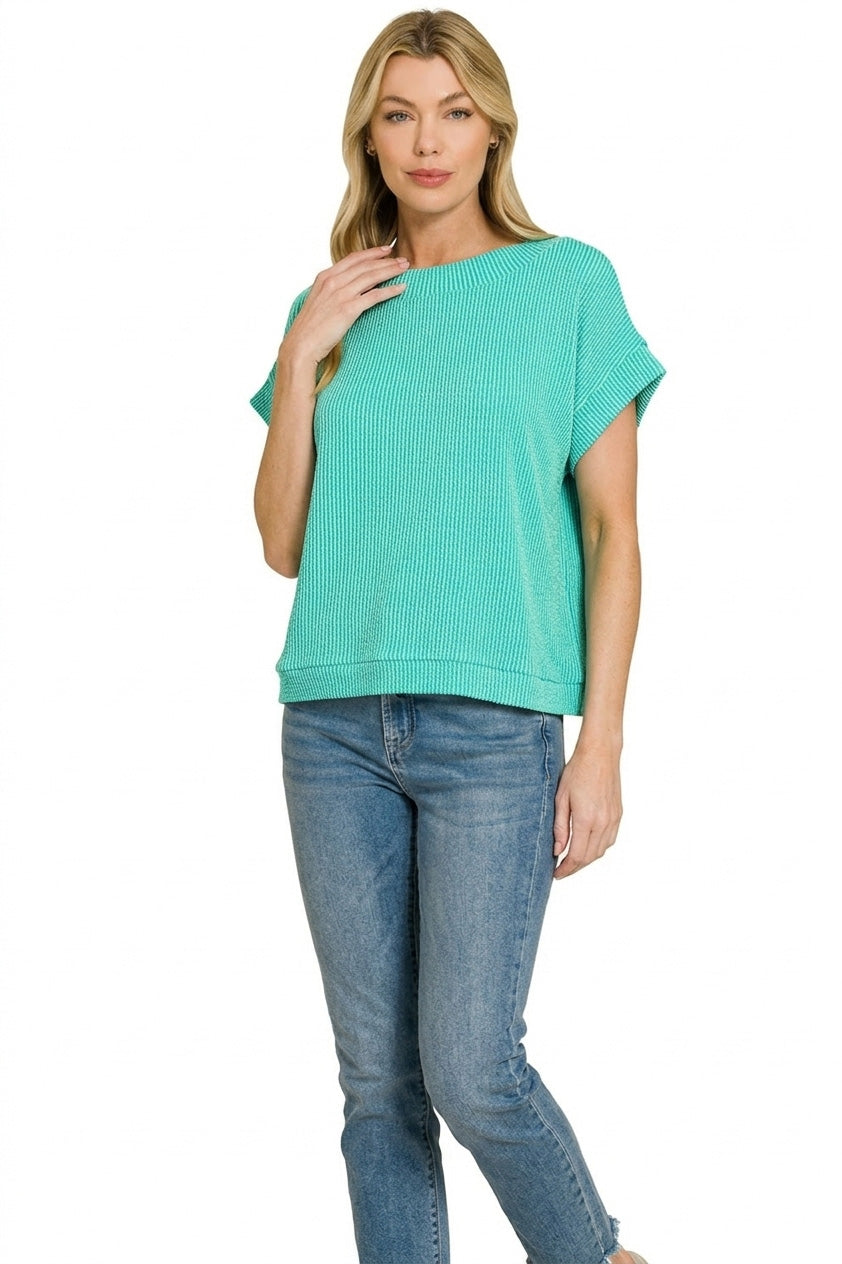 zenana-raised-rib-cap-sleeve-top-1 image 3