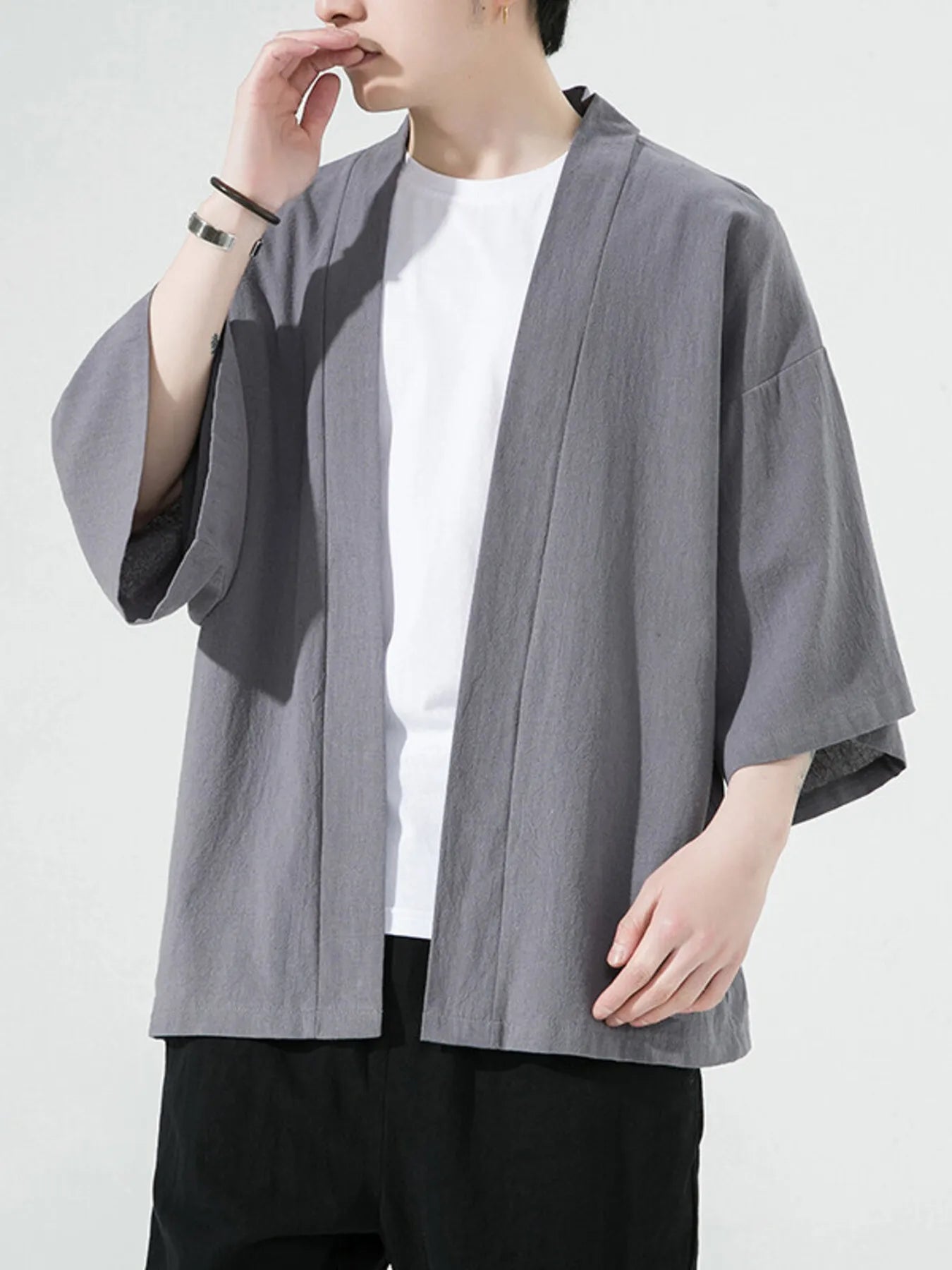 Men's Plus Size Open Front 3/4 Sleeve Cover Up | Tampa Bay Discounts