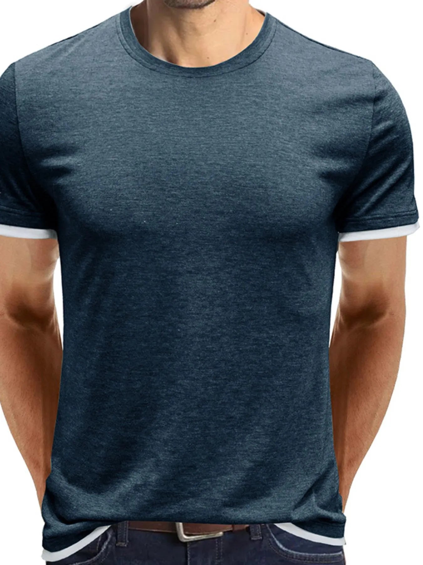Men‘s Classic Contrast Trim Crew Neck T-Shirt | Tampa Bay Discounts