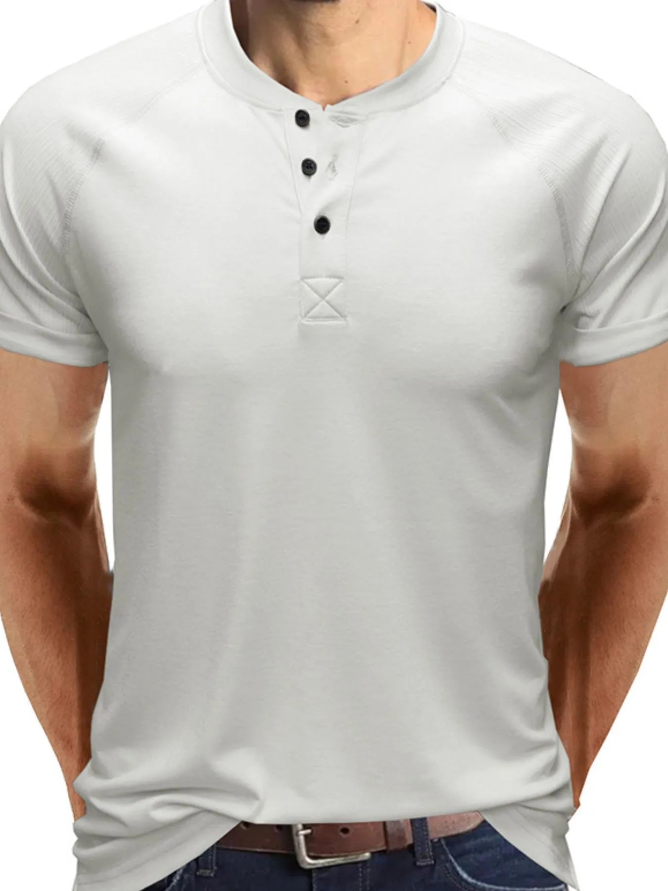 Men's Short Sleeve Henley Button Top | Tampa Bay Discounts