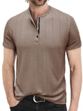 Men's Textured Chevron Pattern Henley Polo Shirt | Tampa Bay Discounts