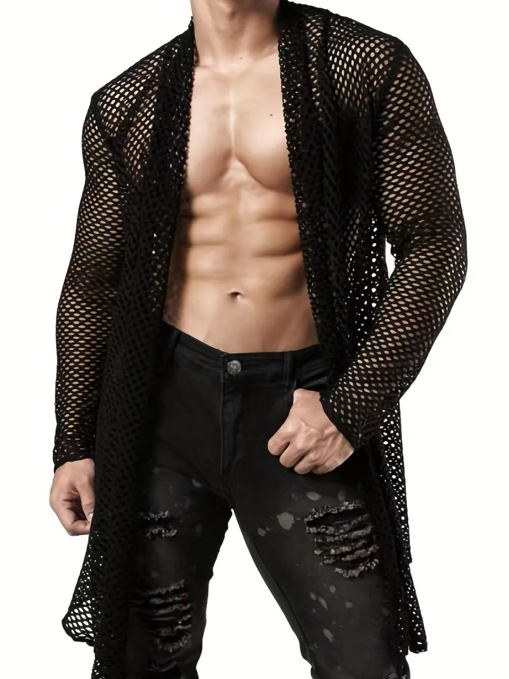 Men's Openwork Open Front Long Sleeve Cover-Up | Tampa Bay Discounts