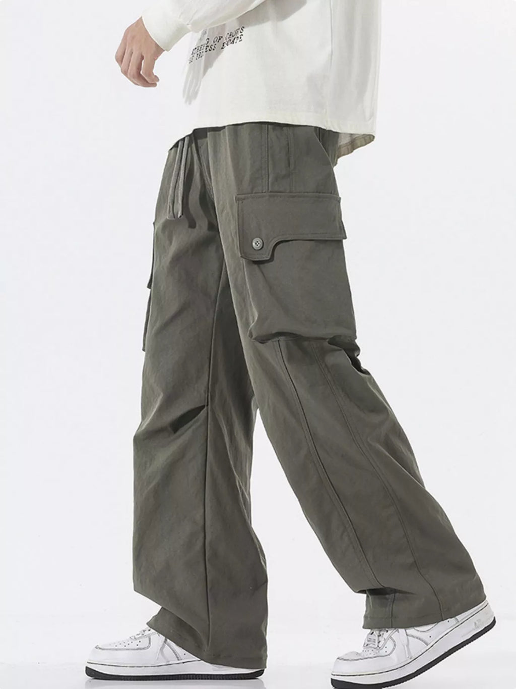 Men's Full Size Loose Fit Multi-Pocket Cargo Pants Plus Size | Tampa Bay Discounts