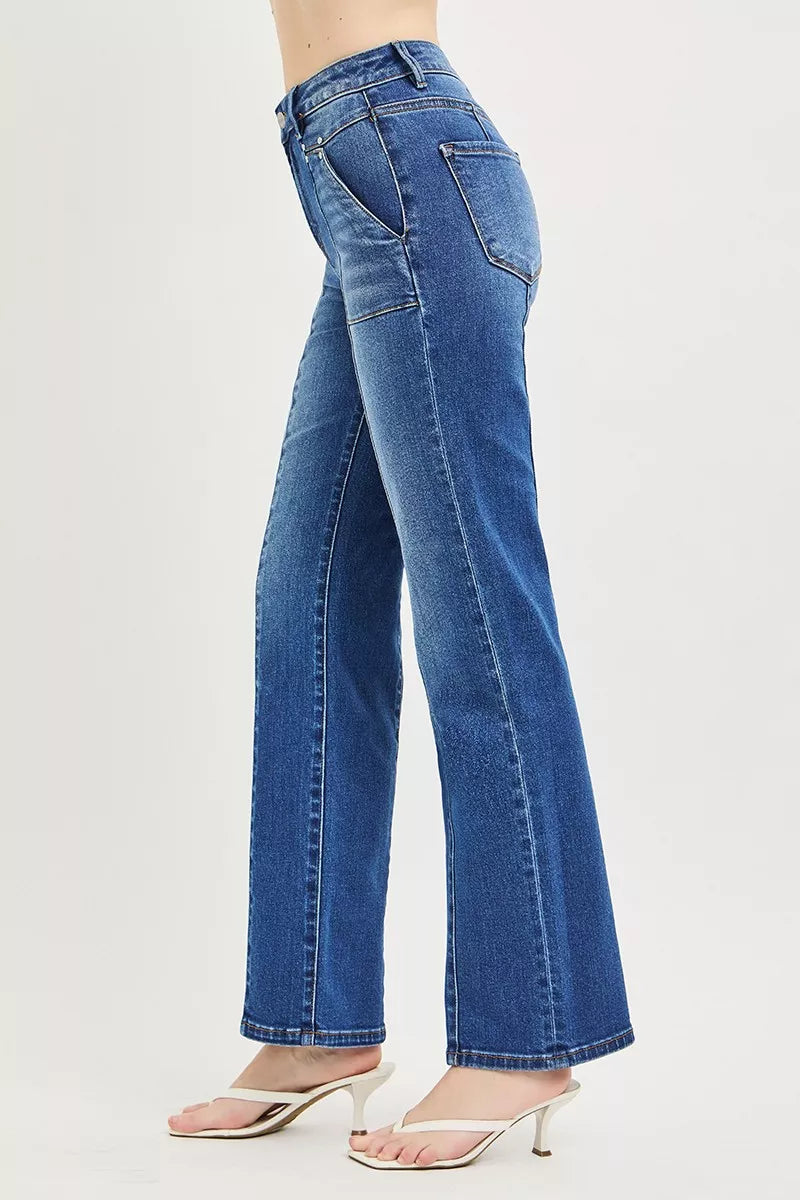 risen-high-rise-straight-patch-pocket-seamed-jeans Image 4