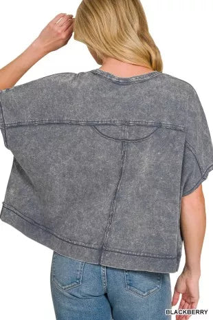 zenana-acid-washed-round-neck-short-sleeve-oversized-t-shirt image 3