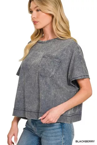 zenana-acid-washed-round-neck-short-sleeve-oversized-t-shirt image 4