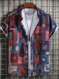 Men's Geometric Short Sleeve Button Down Shirt | Tampa Bay Discounts