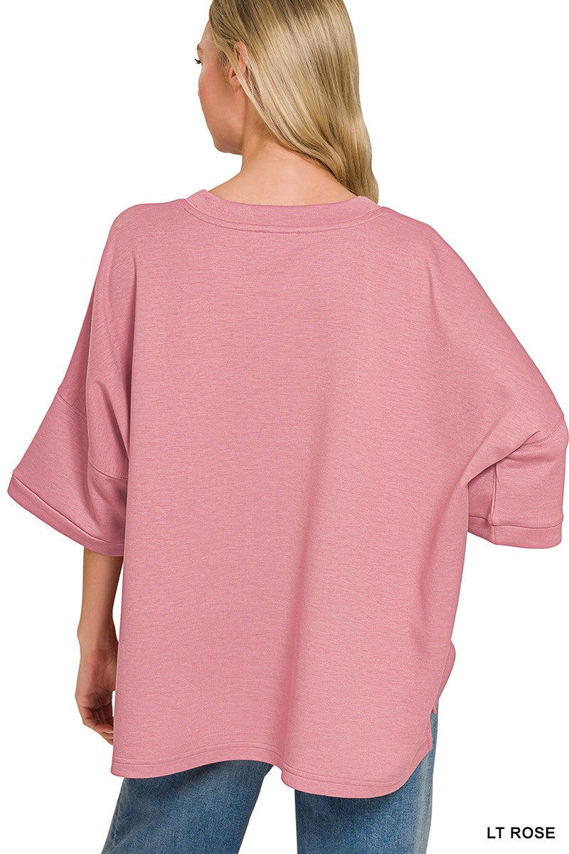 zenana-scuba-round-neck-top-with-side-slits-2 image 3