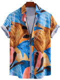 Men's Tropical Print Short Sleeve Button-Up Shirt | Tampa Bay Discounts