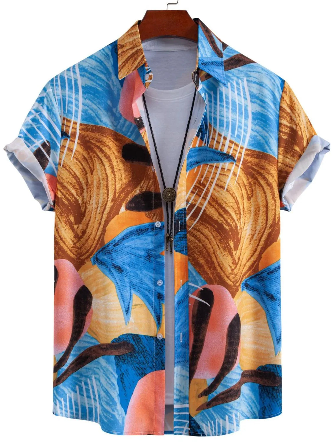 Men's Tropical Print Short Sleeve Button-Up Shirt | Tampa Bay Discounts