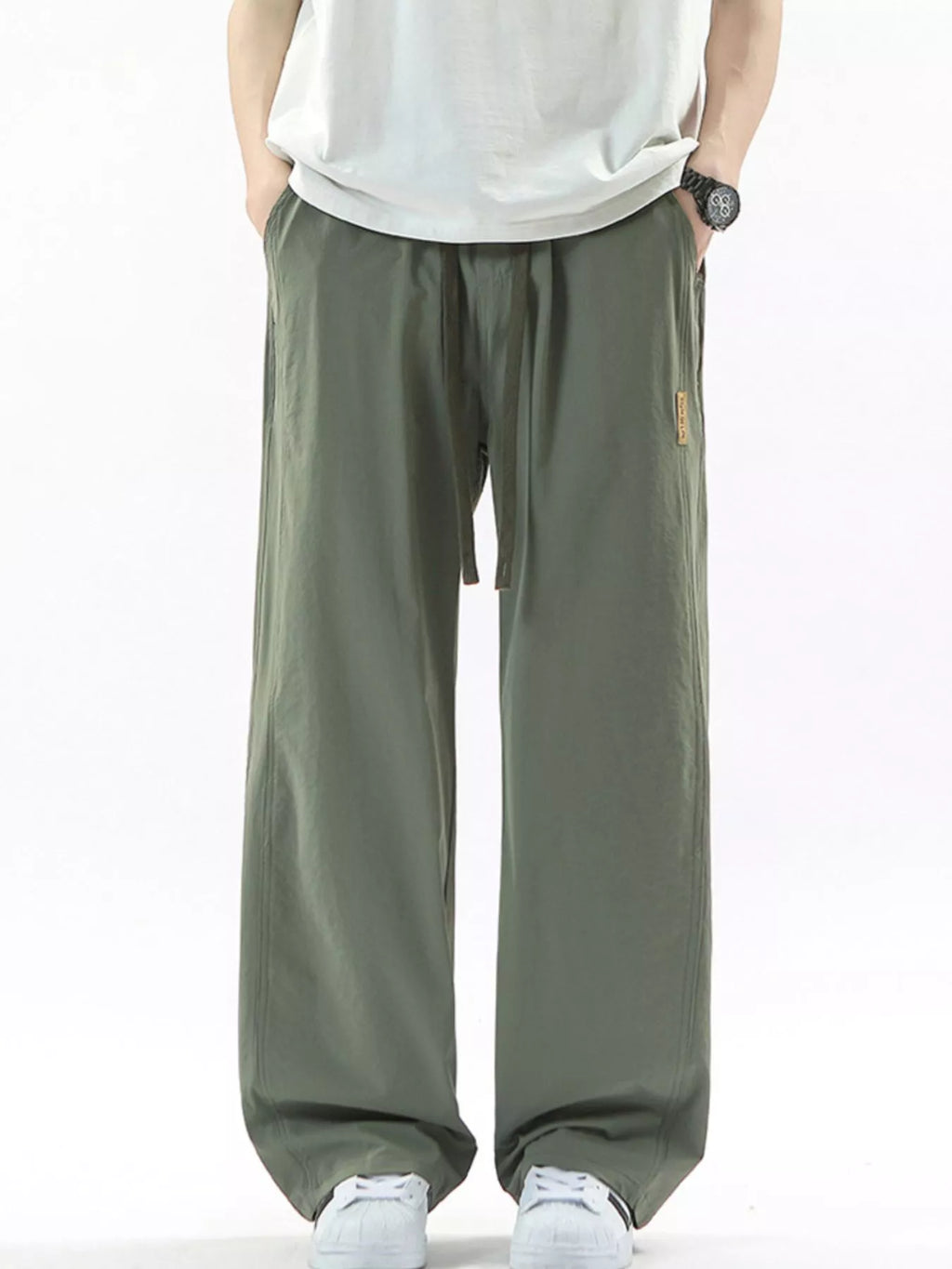 Men's Full Size Loose Fit Drawstring Wide Leg Pants Plus Size | Tampa Bay Discounts