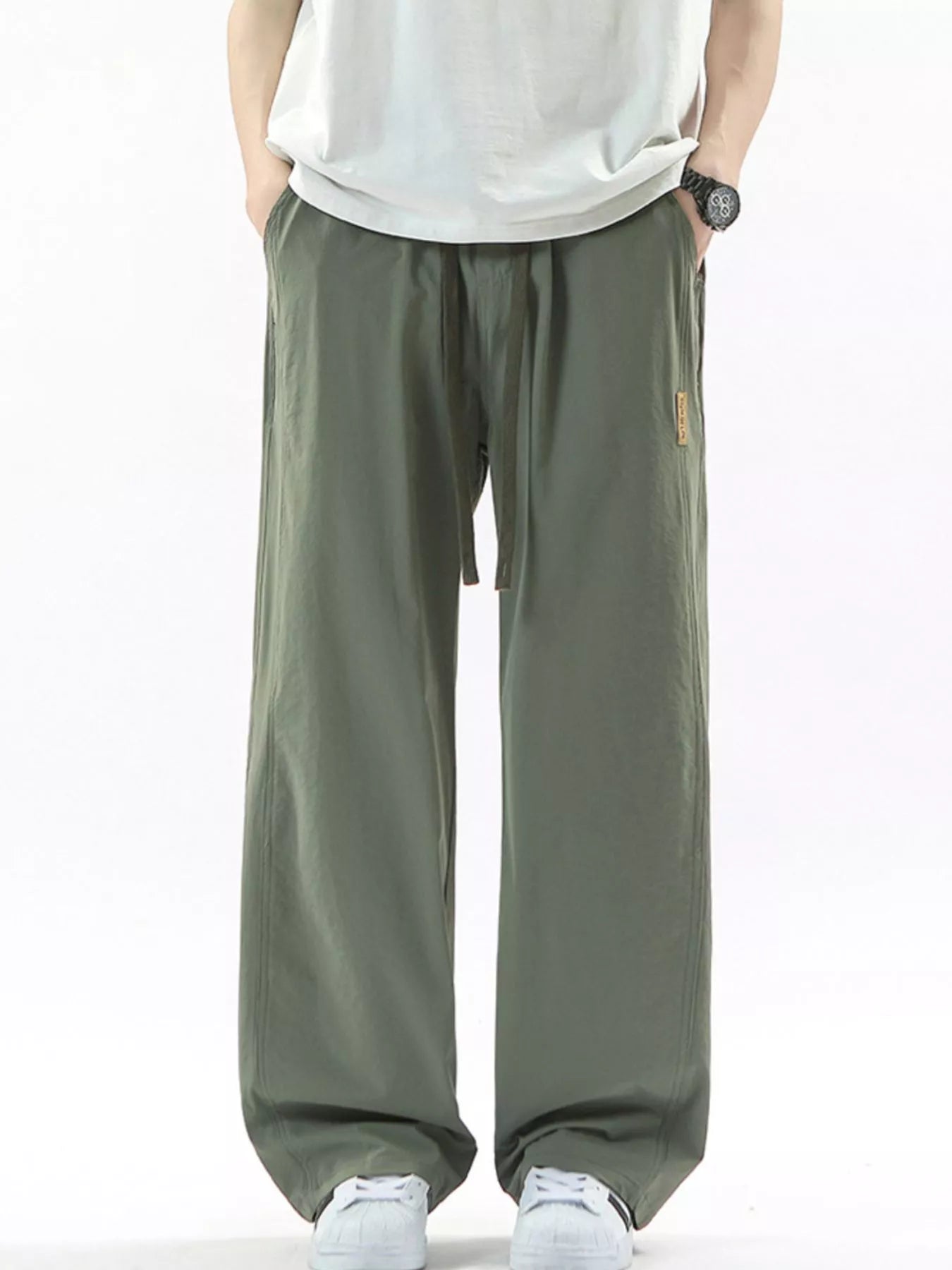 Men's Full Size Loose Fit Drawstring Wide Leg Pants Plus Size | Tampa Bay Discounts