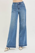 risen-tummy-control-elastic-band-high-rise-wide-jeans Image 1