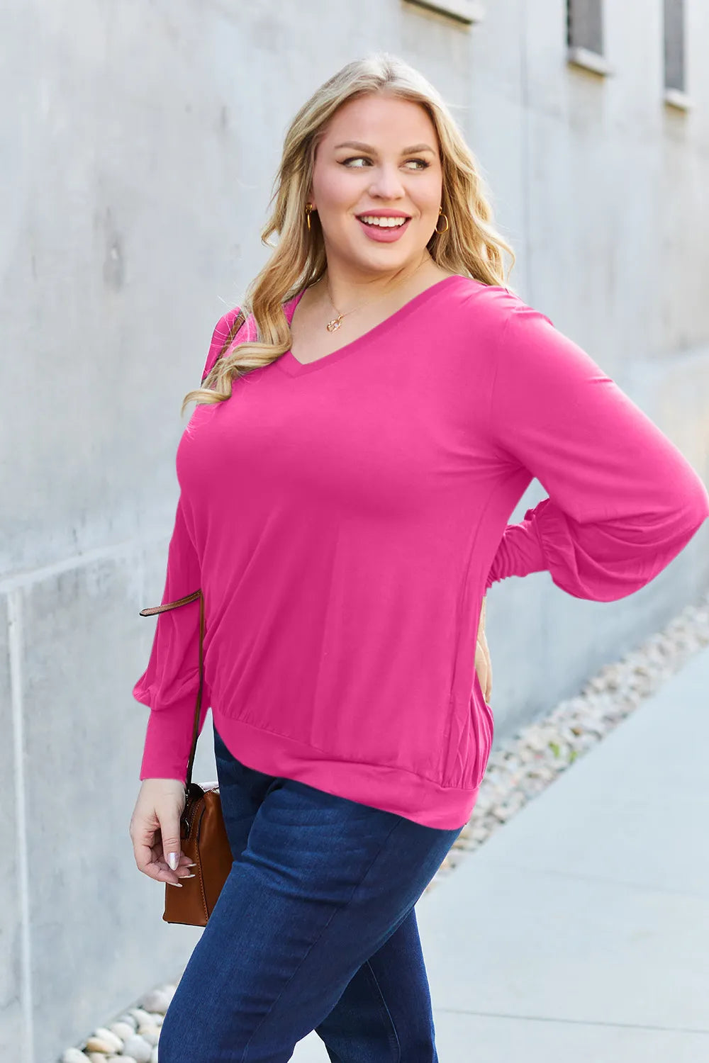basic-bae-full-size-v-neck-lantern-sleeve-top image 35