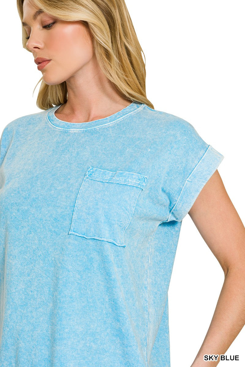 zenana-halo-snow-washed-cuffed-short-sleeve-tee-3 image 7