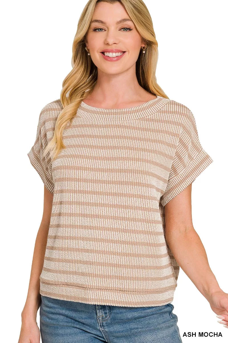 zenana-raised-rib-striped-top image 3