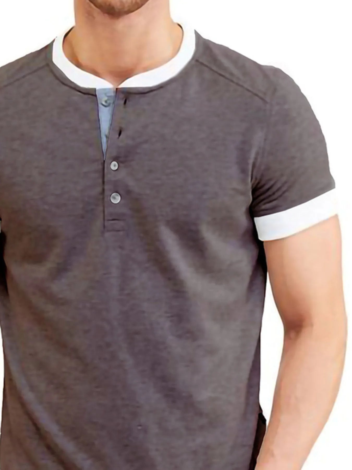 Men's Contrast Trim Henley Top | Tampa Bay Discounts