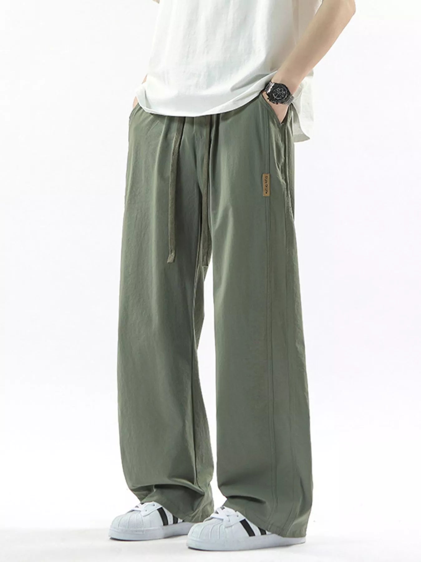 Men's Full Size Loose Fit Drawstring Wide Leg Pants Plus Size | Tampa Bay Discounts