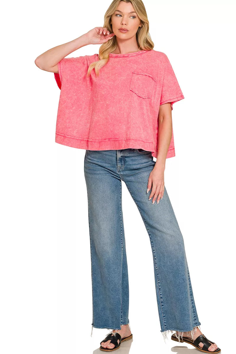 zenana-acid-washed-round-neck-short-sleeve-oversized-t-shirt-1 image 3
