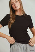 umgee-brushed-rib-short-sleeve-top image 1
