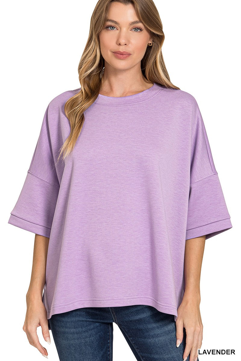zenana-scuba-round-neck-top-with-side-slits-1 image 1