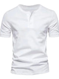 Men's Full Size Henley Style T-Shirt with Button Detail Plus Size | Tampa Bay Discounts