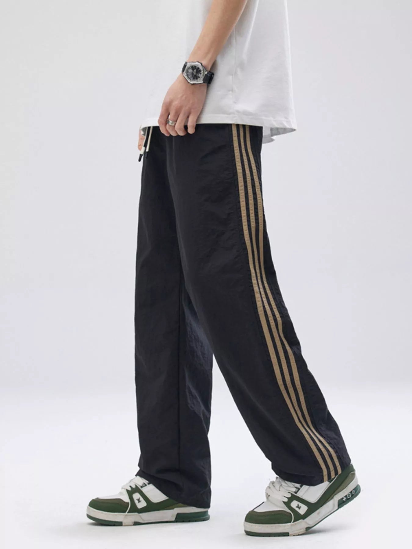Men's Full Size Side Striped Wide Leg Pants Plus Size | Tampa Bay Discounts