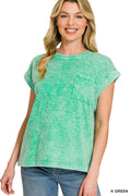 zenana-halo-snow-washed-cuffed-short-sleeve-tee-4 image 1