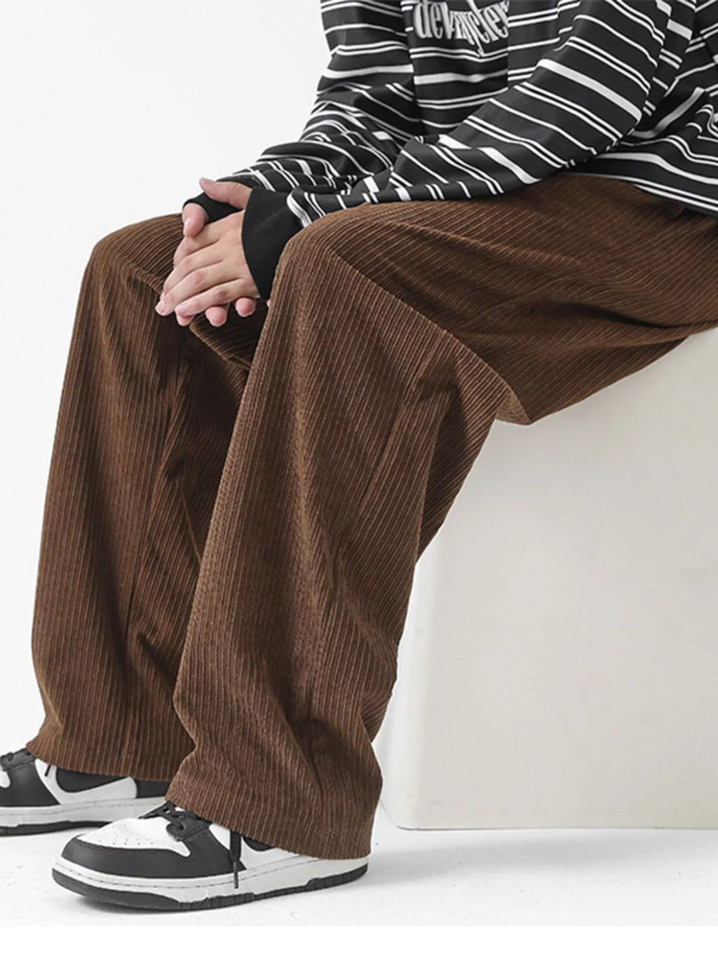Men's Full Size Drawstring Wide Leg Corduroy Pants Plus Size | Tampa Bay Discounts