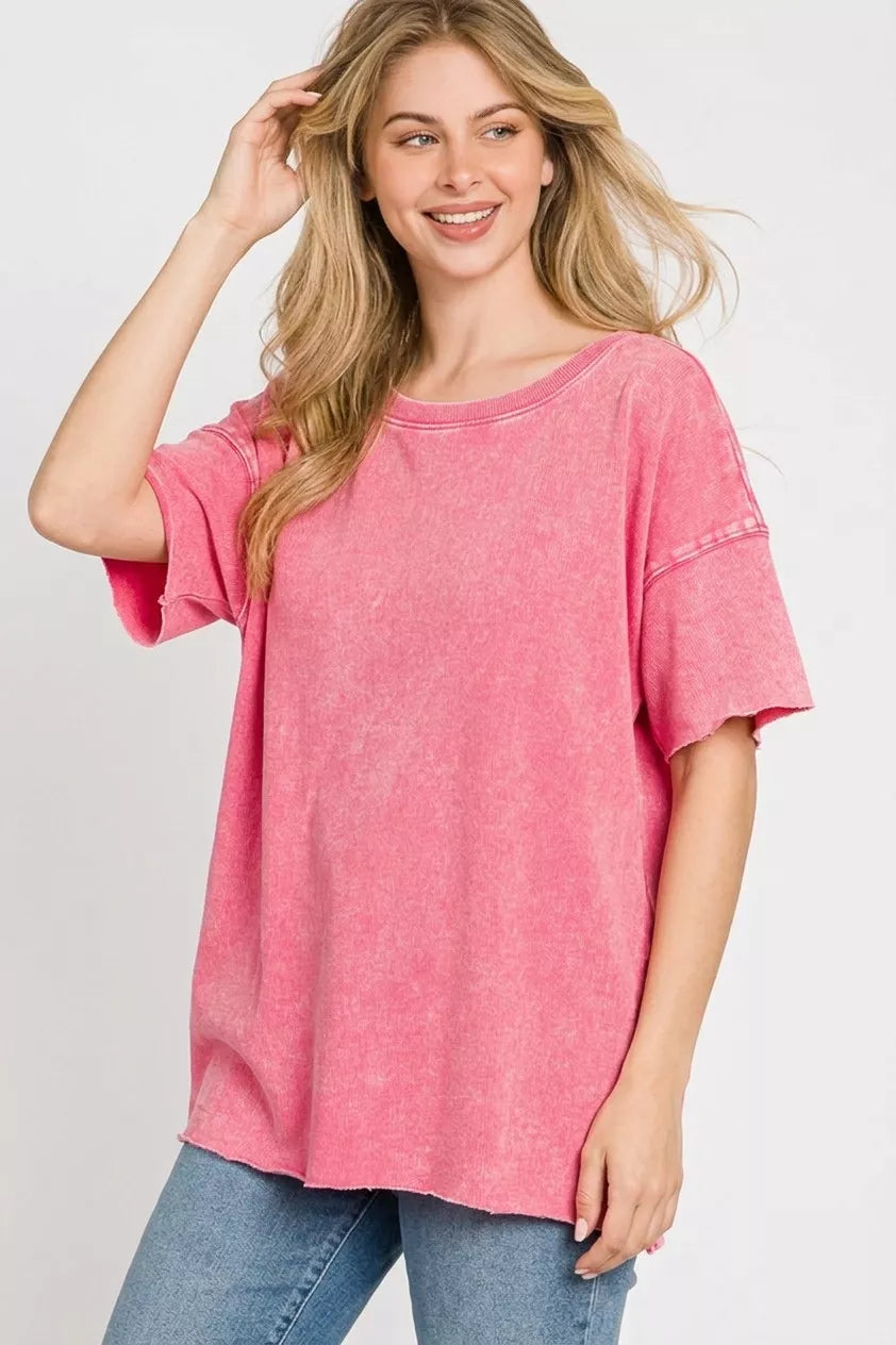 zenana-acid-wash-french-terry-drop-shoulder-raw-edge-top image 3