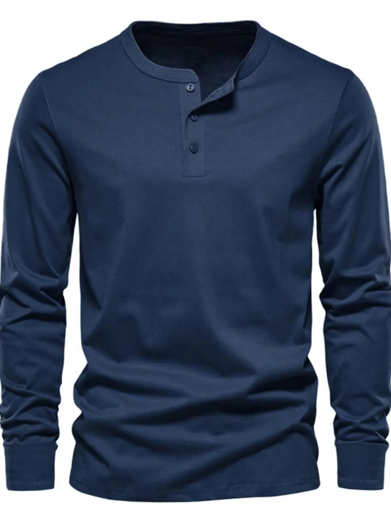 Men's Full Size Button Detail Long Sleeve Henley T-Shirt Plus Size | Tampa Bay Discounts