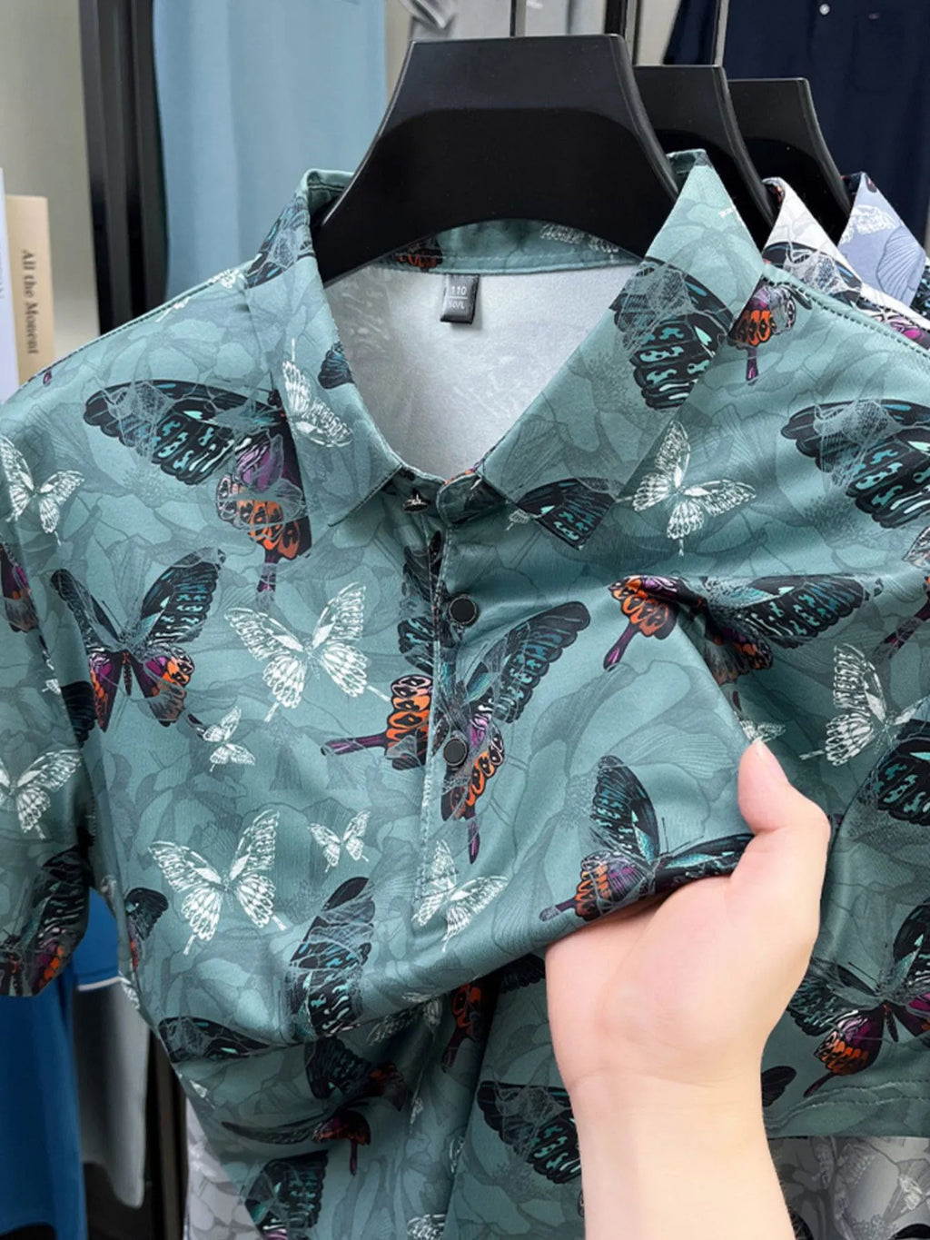 Men's Plus Size Butterfly Print Short Sleeve Polo | Tampa Bay Discounts